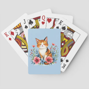 Cottagecore Floral Cat Serene Feline Botanical Pokerkaarten