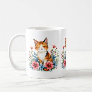 Cottagecore Floral Cat Serene Feline Botanische Ku Koffiemok