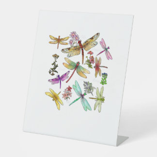 Cottagecore Floral Dragonfly Breed Collection Ento Reclamebord Met Voetstuk