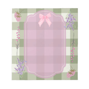 Cottagecore Floral Gingham aardbeien Notitieblok