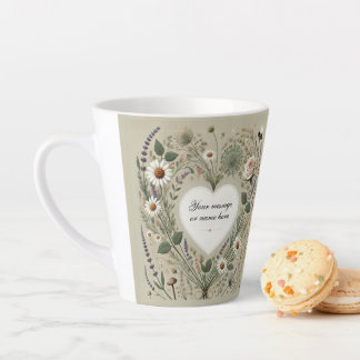 Cottagecore "Floral Heart & Bee" Latte Mok – Perso