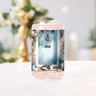 Cottagecore Floral Porch met Calico Cat Blikvorm Glas