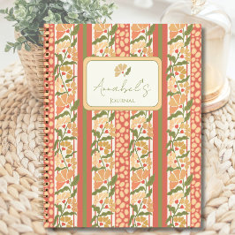 Cottagecore Floral Striped Personalized Notitieboek