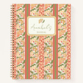 Cottagecore Floral Striped Personalized Notitieboek (Voorkant)