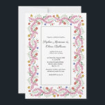 Cottagecore Floral Wedding Invitation Kaart<br><div class="desc">Omarm de romance en grilligheid van de natuur met dit cottagecore bloemige bruiloftsontwerp, met gestileerde wilde bloemen en groen gebladerte, in een grillige botanische stijl. Perfect voor tuin- of bosbruiloften, deze tijdloze bloemige esthetiek combineert rustieke elegantie met grillige charme. Personaliseer de tekst om een samenhangende briefpapier suite creëer voor uw...</div>