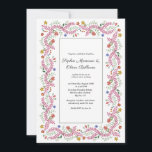 Cottagecore Floral Wedding Invitation Kaart<br><div class="desc">Omarm de romance en grilligheid van de natuur met dit cottagecore bloemige bruiloftsontwerp, met gestileerde wilde bloemen en groen gebladerte, in een grillige botanische stijl. Perfect voor tuin- of bosbruiloften, deze tijdloze bloemige esthetiek combineert rustieke elegantie met grillige charme. Bloemenelement op de rug. Personaliseer de tekst om een samenhangende briefpapier...</div>