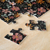 Cottagecore flower Thanksgiving zwart Legpuzzel (Zijkant)