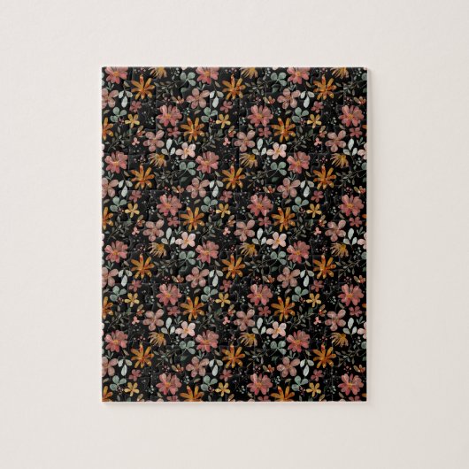 Cottagecore flower Thanksgiving zwart Legpuzzel (Verticaal)