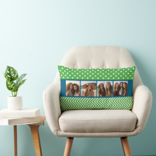 Cottagecore Fotocollage met Groen en Blauw Kussen