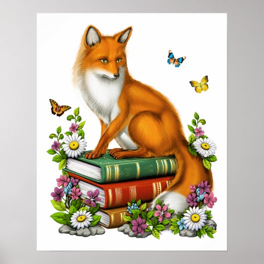Cottagecore Fox Boeken Poster (Voorkant)