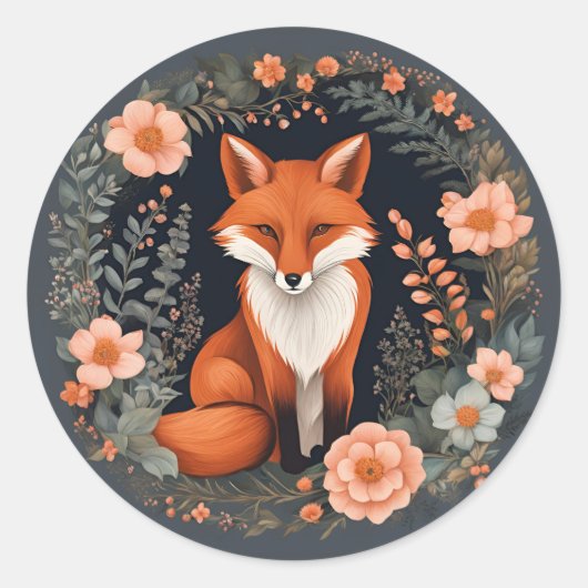 Cottagecore Fox Ronde Sticker (Voorkant)