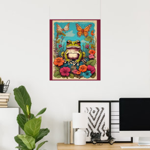 Cottagecore Frog Art -  Kleurrijk Poster