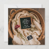 Cottagecore Frog & Mushroom Zwangerschapsaankondig Feestdagenkaart (Voorkant)