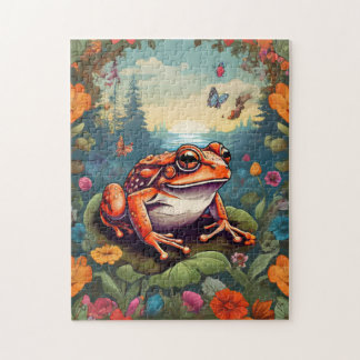 Cottagecore Frog Puzzle - Psychedelische Jigsaw Legpuzzel