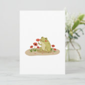Cottagecore Frog with Poppies Kaart (Staand voorkant)