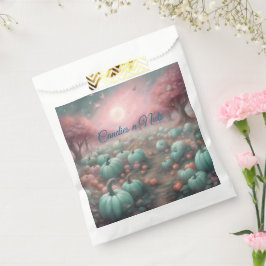 Cottagecore gepersonaliseerde Roze & Mint Pompoenv Bedankzakje