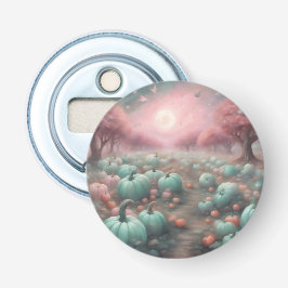 Cottagecore gepersonaliseerde Roze & Mint Pompoenv Button Flesopener