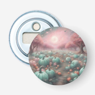 Cottagecore gepersonaliseerde Roze & Mint Pompoenv Button Flesopener