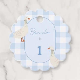Cottagecore geruite eendjes-verjaardag bedankjes labels