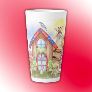 Cottagecore Gezellig & Schattige kleurrijk op wit Latte Mok