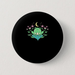 Cottagecore Goblincore Maan Bloemen Bos Kikker Mu Ronde Button 5,7 Cm