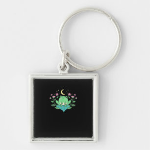 Cottagecore Goblincore Maan Bloemen Bos Kikker Mu Sleutelhanger