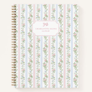 Cottagecore   grandmillennial Stripe Floral Notitieboek