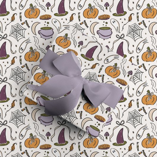 Cottagecore Halloween Illustraties Patroon Cadeaupapier