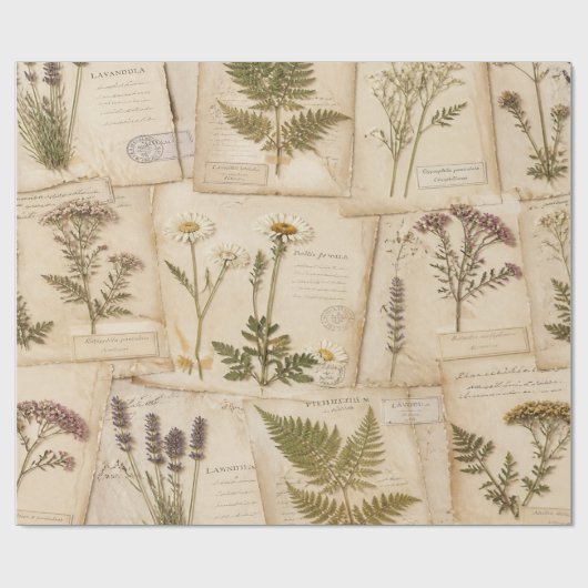 Cottagecore Herbarium Wrap Cadeaupapier (Vlak)