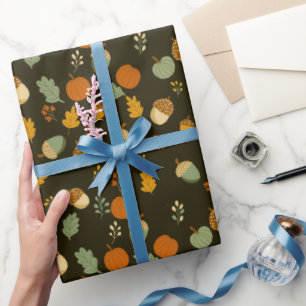 Cottagecore Herfst Patroon Cadeaupapier