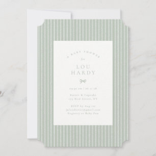 Cottagecore Herringbone Stof Sage Baby Shower Uitn Kaart