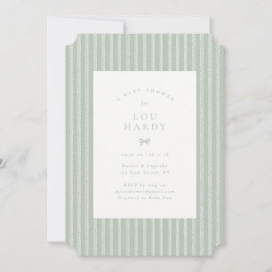 Cottagecore Herringbone Stof Sage Baby Shower Uitn Kaart
