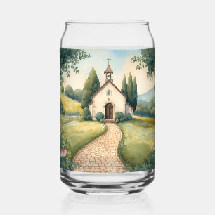 Cottagecore Kapel Pad Pastel Landschap Blikvorm Glas