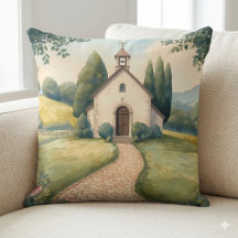 Cottagecore Kapel Pad Pastel Landschap