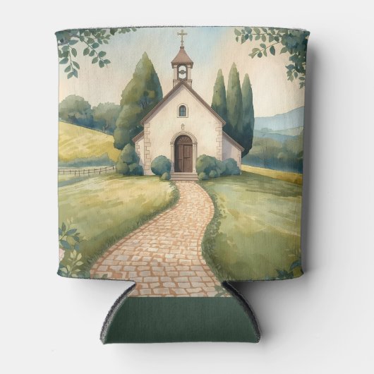 Cottagecore Kapel Pad Pastellandschap Blikjeskoeler (Voorkant)