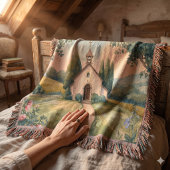 Cottagecore Kapel Pad Pastellandschap Deken