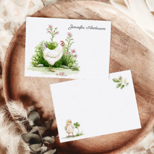 Cottagecore Kasteel Bloemenkip Gepersonaliseerd Notitiekaartje