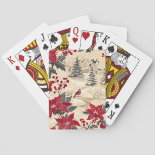 Cottagecore Kerst Manor Rode Poinsettia Crème Pokerkaarten