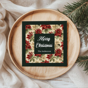 Cottagecore Kerstmuts Waterverf Bloemen Servet