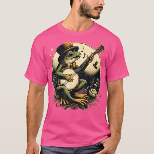 Cottagecore Kikker Banjo Esthetische Tekening Coun T-shirt