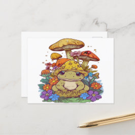 Cottagecore Kikker Bloemen Paddenstoelen Briefkaart
