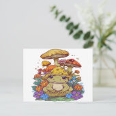 Cottagecore Kikker Bloemen Paddenstoelen Briefkaart (Staand voorkant)