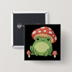 Cottagecore Kikker Esthetiek Cute Kikker met Padde Vierkante Button 5,1 Cm