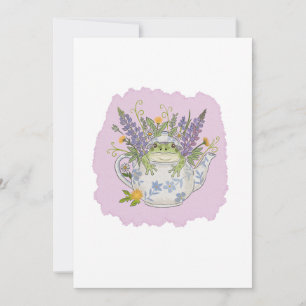 Cottagecore Kikker in Theepot Illustratie Kaart
