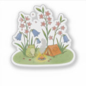 Cottagecore Kikker Kamperen Sticker (Voorkant)