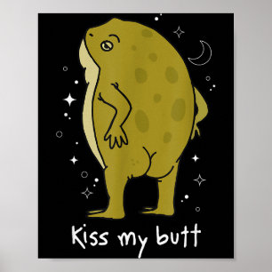 Cottagecore Kikker Kunst Kus Mijn Kont Grappige Ki Poster