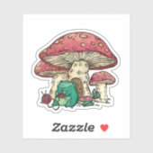 Cottagecore kikker met paddestoelhuis sticker (Vel)