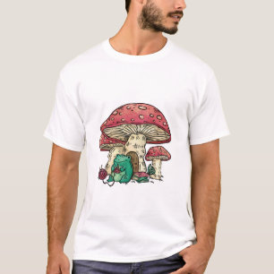 Cottagecore kikker met paddestoelhuis t-shirt