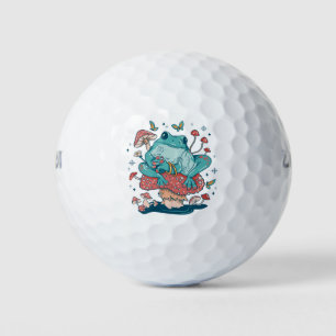 Cottagecore kikker op paddestoel huis golfballen