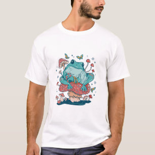 Cottagecore kikker op paddestoel huis t-shirt